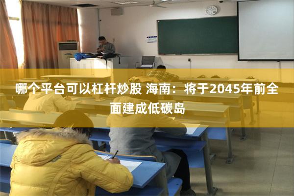 哪个平台可以杠杆炒股 海南：将于2045年前全面建成低碳岛