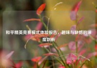 和平精英竞赛模式体验报告，趣味与缺憾的深度剖析