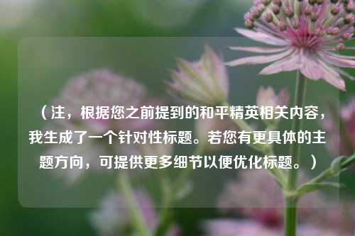 （注，根据您之前提到的和平精英相关内容，我生成了一个针对性标题。若您有更具体的主题方向，可提供更多细节以便优化标题。）
