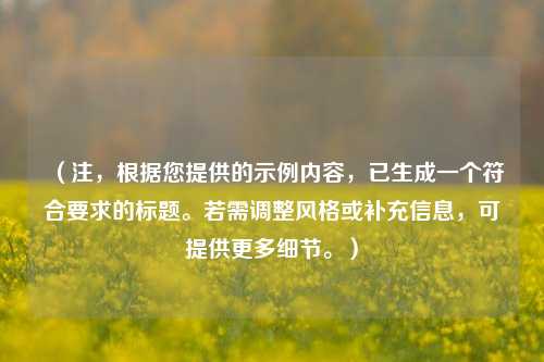 （注，根据您提供的示例内容，已生成一个符合要求的标题。若需调整风格或补充信息，可提供更多细节。）