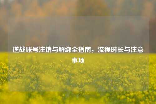 逆战账号注销与解绑全指南，流程时长与注意事项