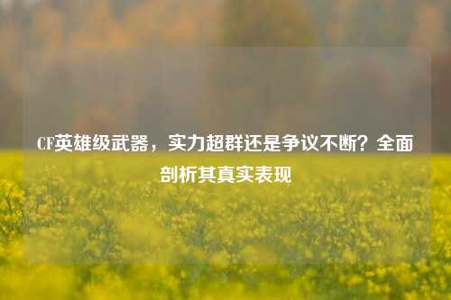 CF英雄级武器，实力超群还是争议不断？全面剖析其真实表现