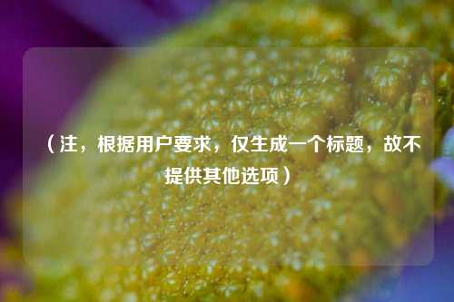 （注，根据用户要求，仅生成一个标题，故不提供其他选项）