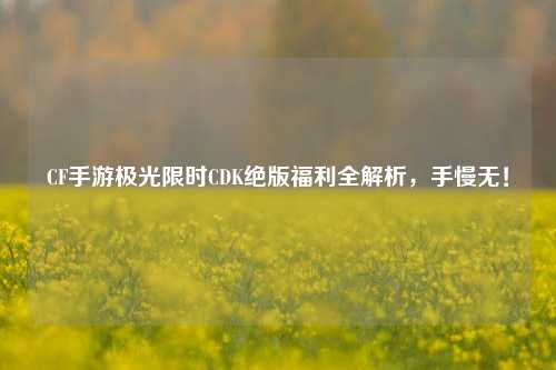 CF手游极光限时CDK绝版福利全解析，手慢无！