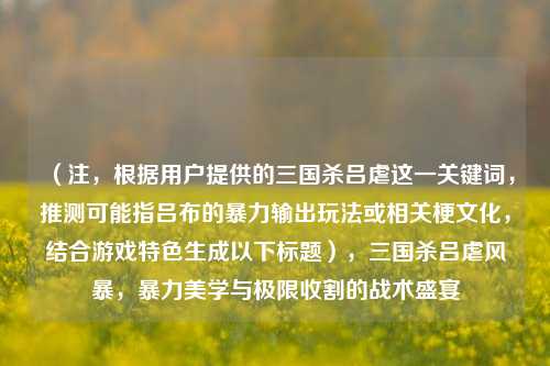 （注，根据用户提供的三国杀吕虐这一关键词，推测可能指吕布的暴力输出玩法或相关梗文化，结合游戏特色生成以下标题），三国杀吕虐风暴，暴力美学与极限收割的战术盛宴