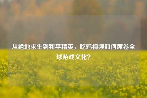 从绝地求生到和平精英，吃鸡视频如何席卷全球游戏文化？