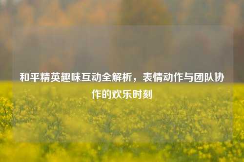 和平精英趣味互动全解析，表情动作与团队协作的欢乐时刻