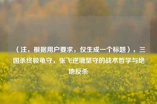 （注，根据用户要求，仅生成一个标题），三国杀终极龟守，张飞逆境坚守的战术哲学与绝地反杀