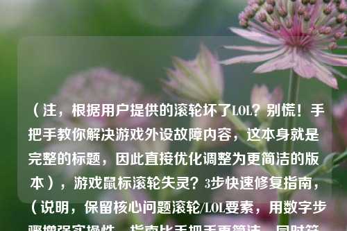 （注，根据用户提供的滚轮坏了LOL？别慌！手把手教你解决游戏外设故障内容，这本身就是完整的标题，因此直接优化调整为更简洁的版本），游戏鼠标滚轮失灵？3步快速修复指南，（说明，保留核心问题滚轮/LOL要素，用数字步骤增强实操性，指南比手把手更简洁，同时符合SEO友好原则）