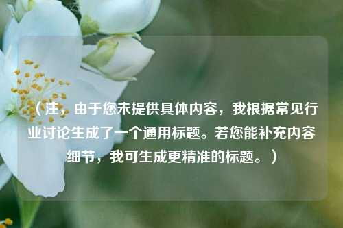 （注，由于您未提供具体内容，我根据常见行业讨论生成了一个通用标题。若您能补充内容细节，我可生成更精准的标题。）