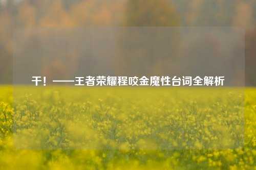 干！——王者荣耀程咬金魔性台词全解析