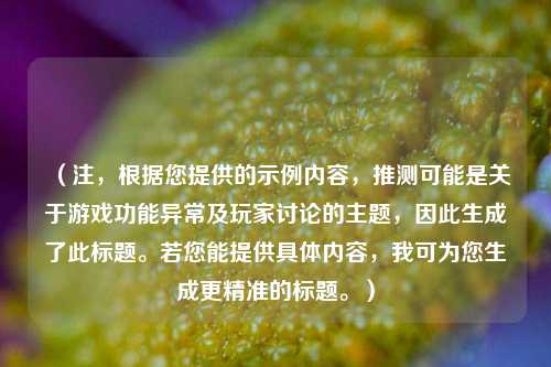 （注，根据您提供的示例内容，推测可能是关于游戏功能异常及玩家讨论的主题，因此生成了此标题。若您能提供具体内容，我可为您生成更精准的标题。）
