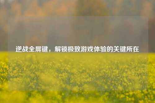逆战全屏键，解锁极致游戏体验的关键所在