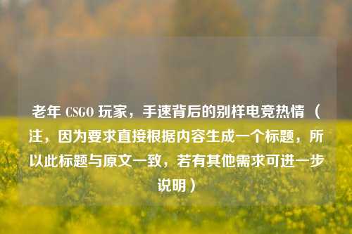 老年 CSGO 玩家，手速背后的别样电竞热情 （注，因为要求直接根据内容生成一个标题，所以此标题与原文一致，若有其他需求可进一步说明）