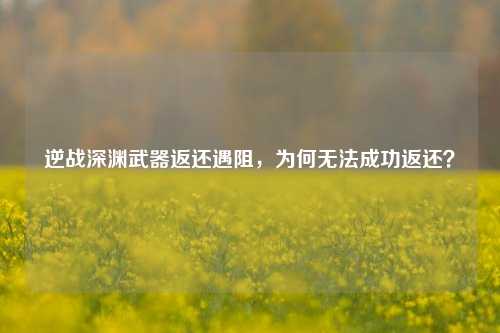 逆战深渊武器返还遇阻，为何无法成功返还？