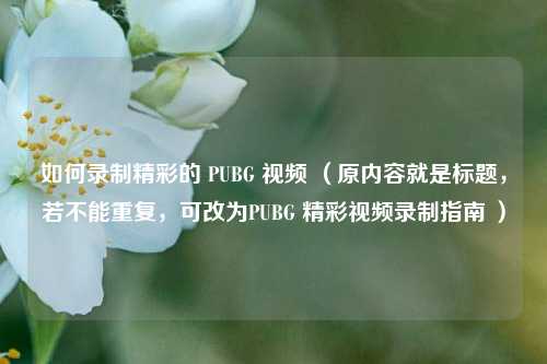 如何录制精彩的 PUBG 视频 （原内容就是标题，若不能重复，可改为PUBG 精彩视频录制指南 ）