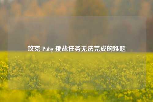 攻克 Pubg 挑战任务无法完成的难题