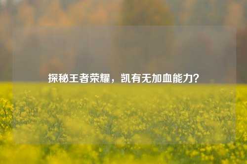 探秘王者荣耀，凯有无加血能力？